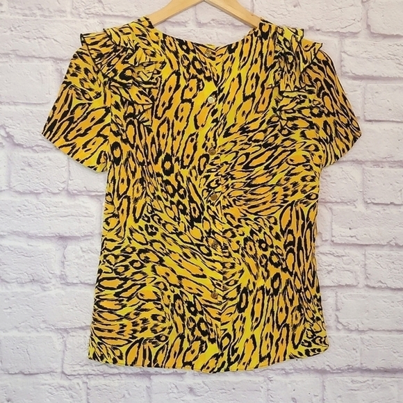 Juicy Couture Silk Ruffle Shoulder Back Button-Up Top 0 - Picture 1 of 8